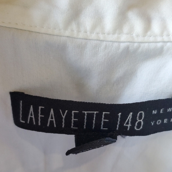 Lafayette 148 New York Blue Mandarin Collar Blouse - Picture 2 of 11